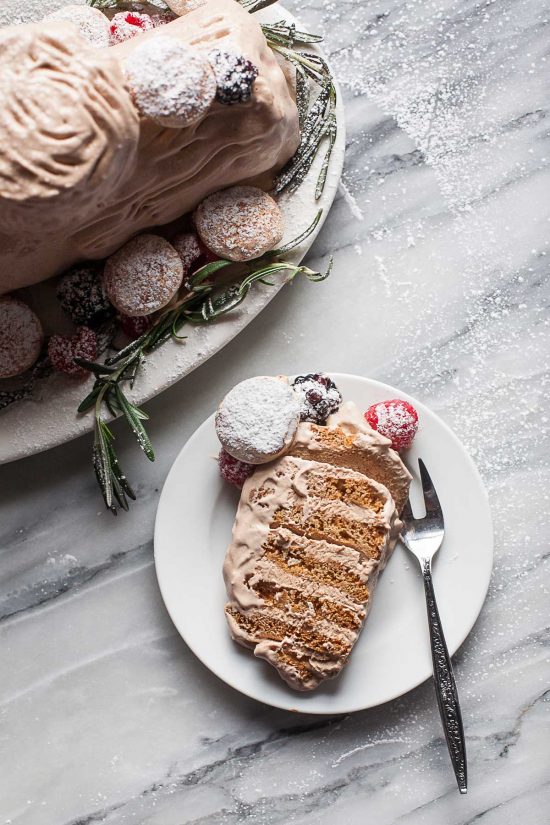 No-Bake Gingerbread Buche de Noel (Yule Log) #glutenfree