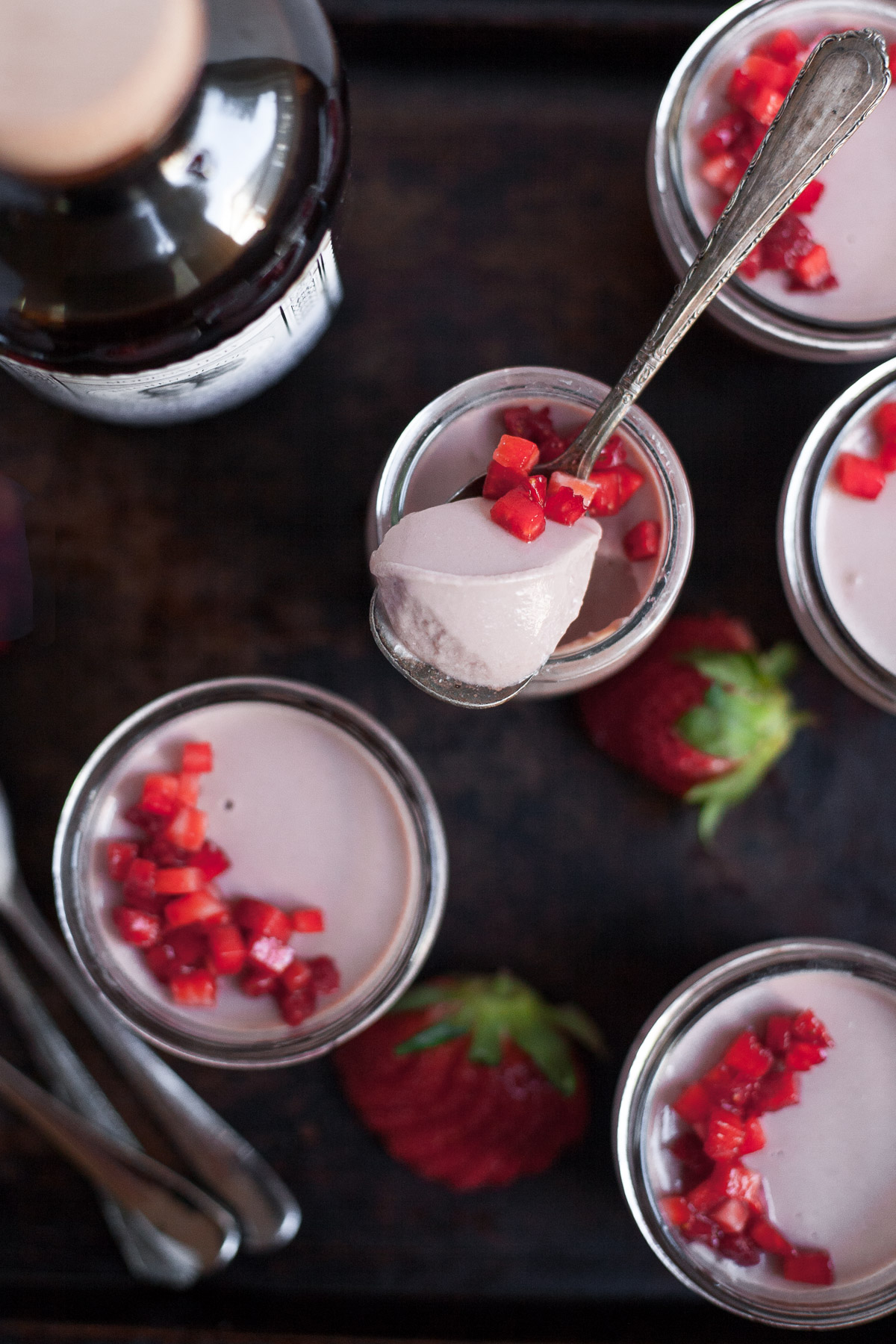 Strawberry Panna Cotta with Balsamic Vinegar (Paleo and dairy-free options)