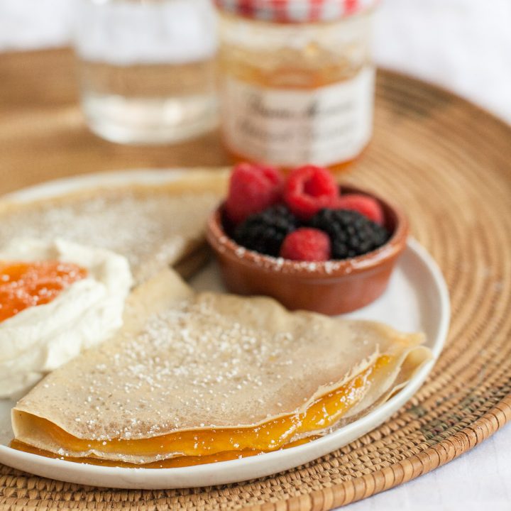 Grain-free Crepes with Apricot Preserves