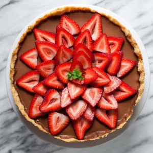 Mocha Ricotta Pie with Strawberries (Gluten free, Grain free)