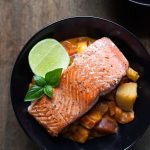 Seared Salmon with Red Curry Vegetables