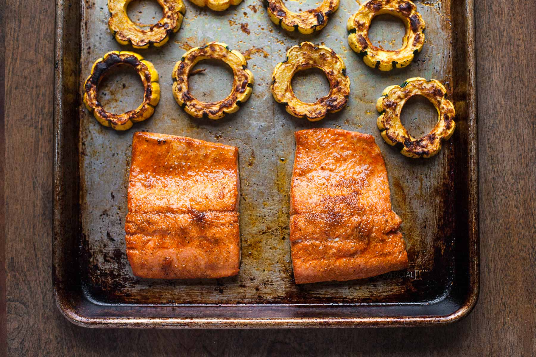 Sheet Pan Salmon and Delicata Squash #30MinuteMondays #glutenfree #paleo #whole30