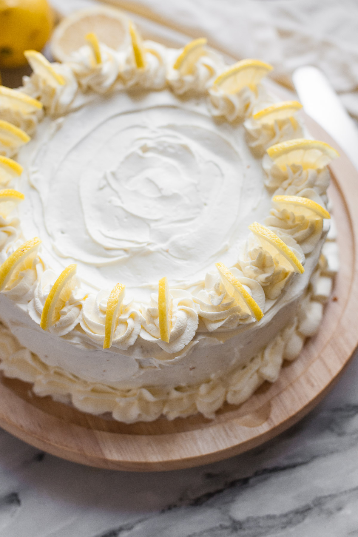 Grain-free Triple Lemon Layer Cake with Whipped Cream Frosting