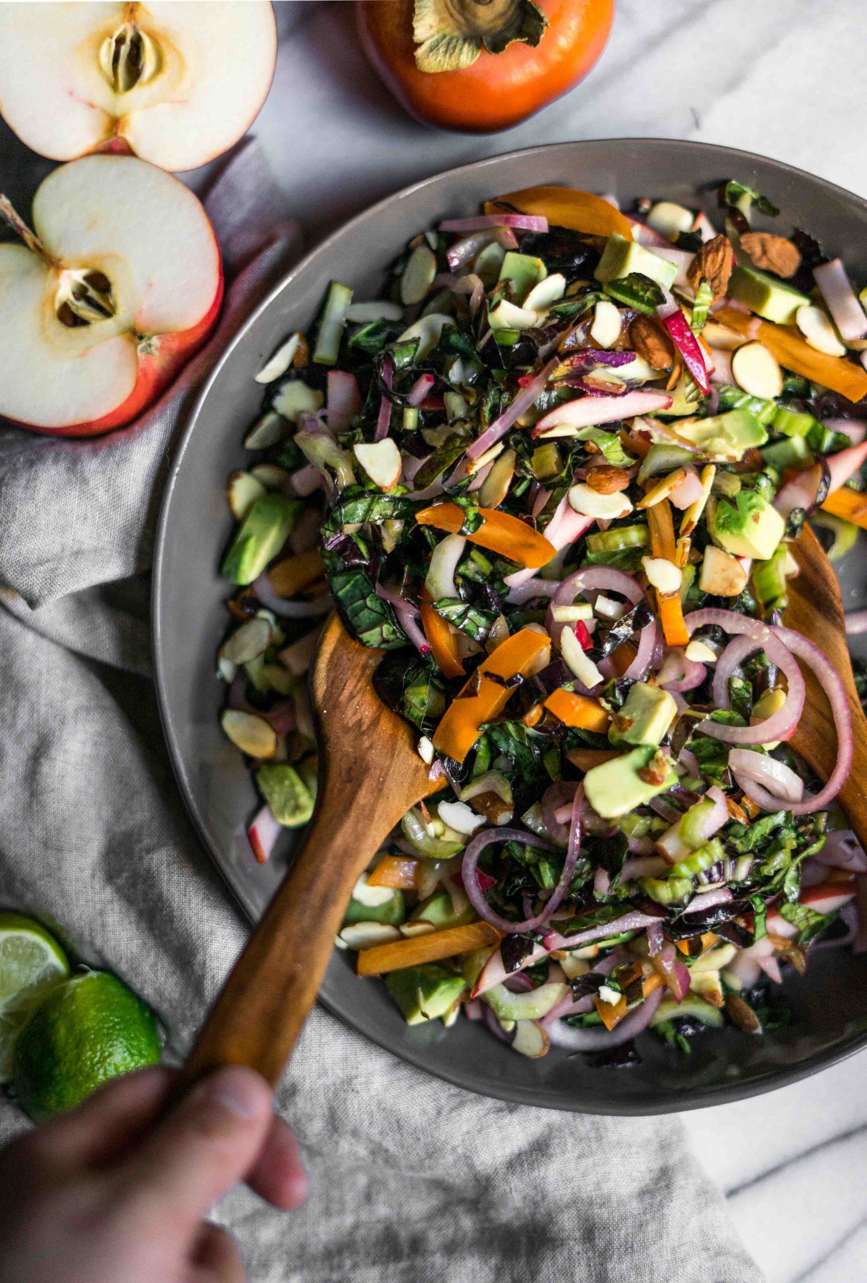 Bok Choy Salad with Apple and Persimmon - A Calculated Whisk