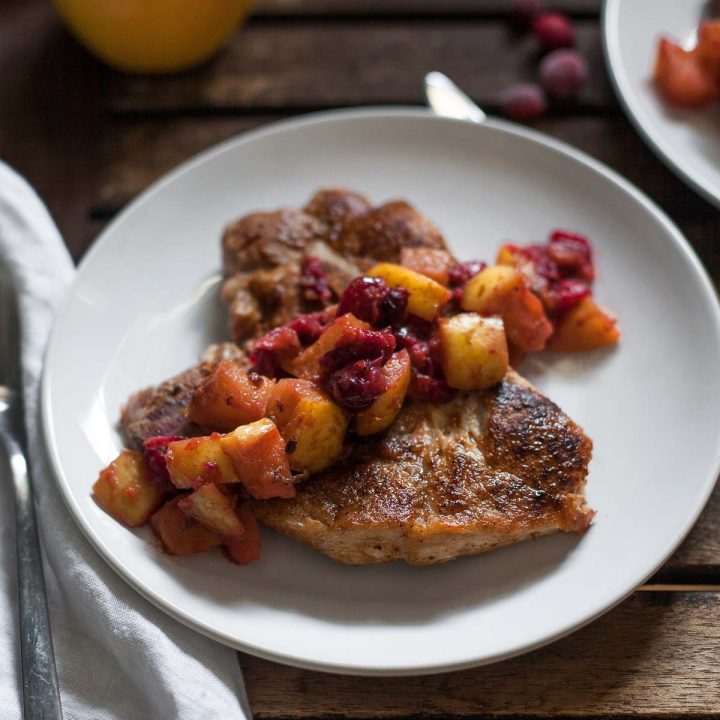 Pork Chops with Cranberry-Apple Compote